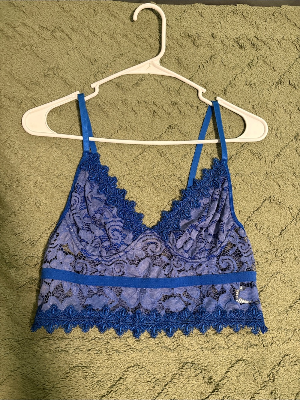 SHEIN Royal Blue Lace Bralette with Floral Edge